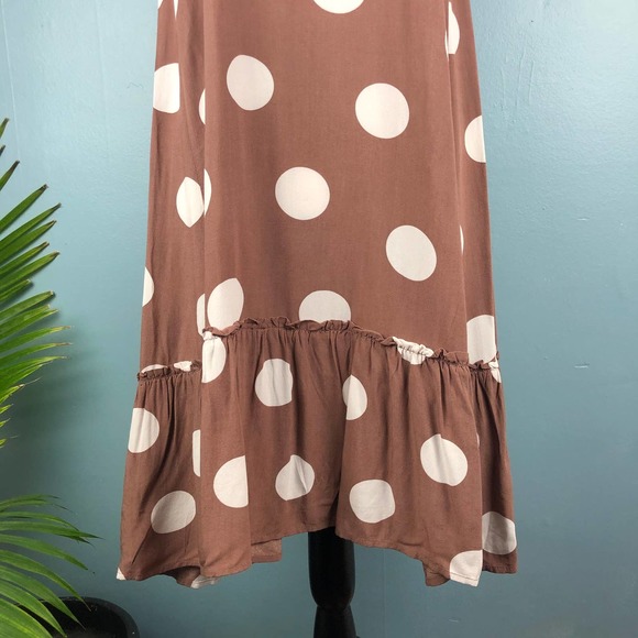LOFT Brown Polka Dot Dress Drop Waist XS - Picture 8 of 13